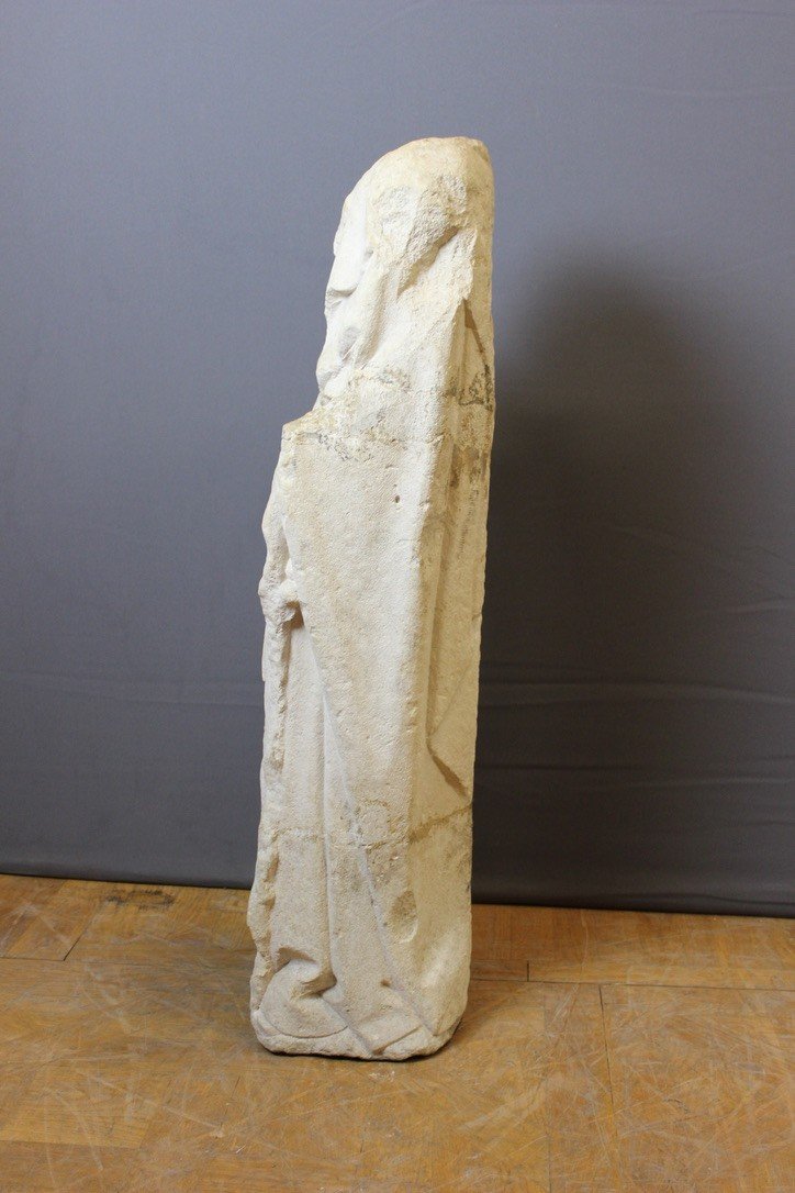 Limestone Stone Sculpture Representative Saint Roch, Burgundy, 15th Century -photo-3