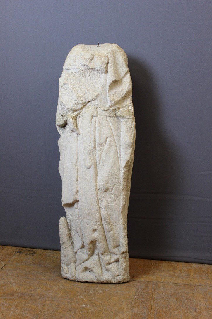 Limestone Stone Sculpture Representative Saint Roch, Burgundy, 15th Century 