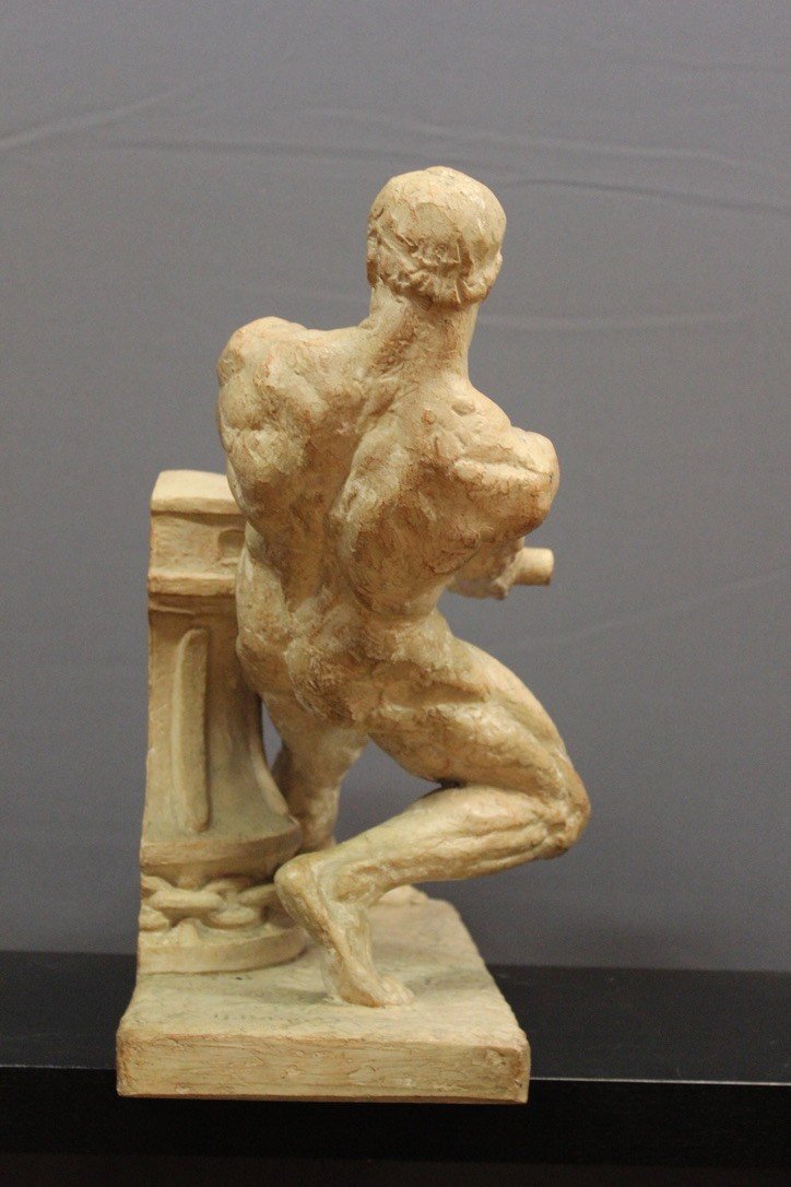 Terracotta "the Force" By Henri Bargas Around 1930-photo-2