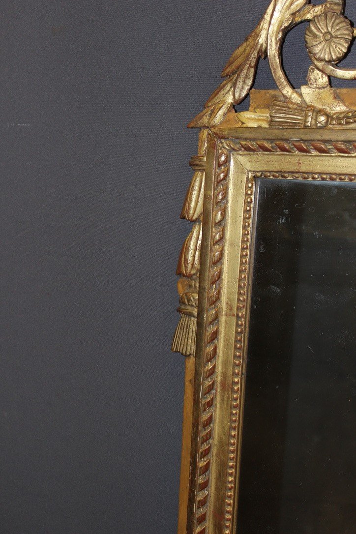 Miroir d'époque Louis XVI En Bois Doré Fin XVIII-photo-3