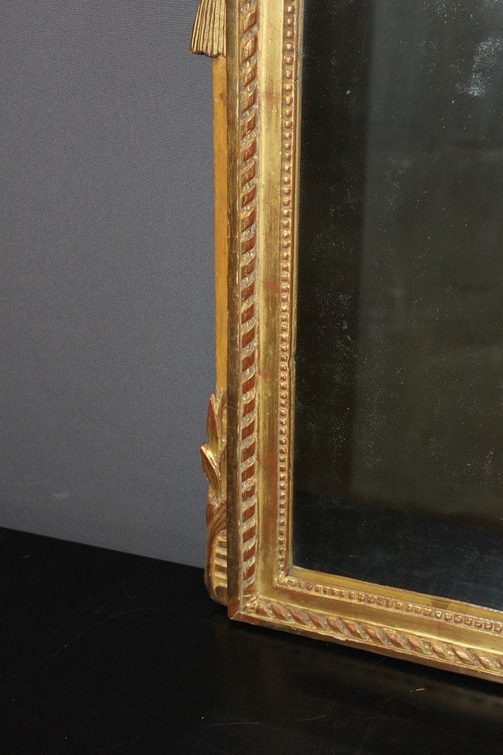 Miroir d'époque Louis XVI En Bois Doré Fin XVIII-photo-4