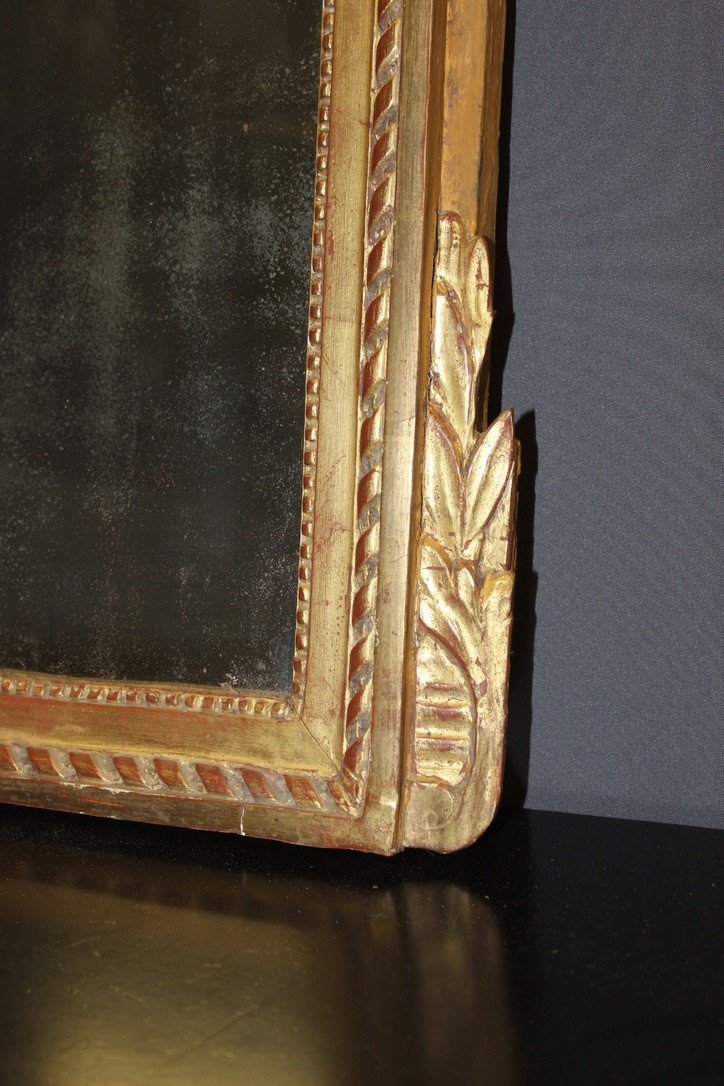 Miroir d'époque Louis XVI En Bois Doré Fin XVIII-photo-2