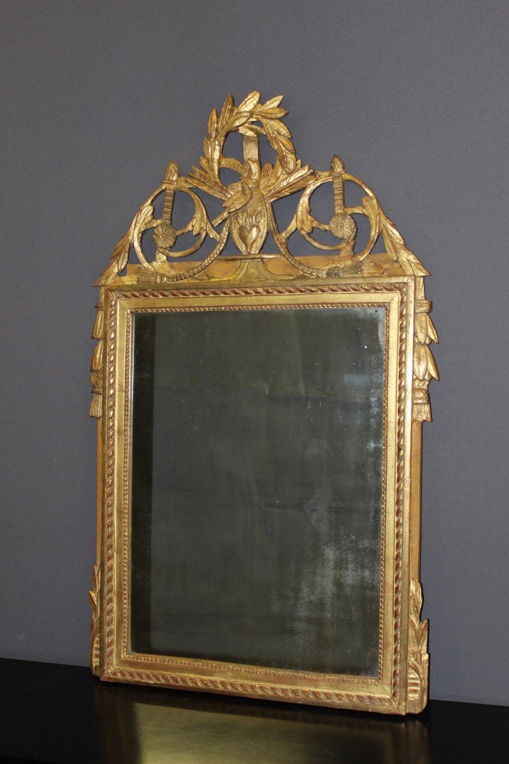 Miroir d'époque Louis XVI En Bois Doré Fin XVIII-photo-6