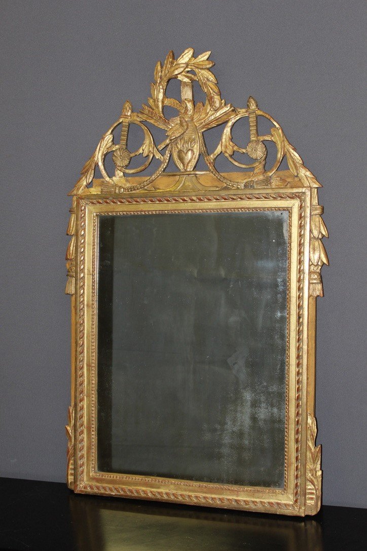 Miroir d'époque Louis XVI En Bois Doré Fin XVIII