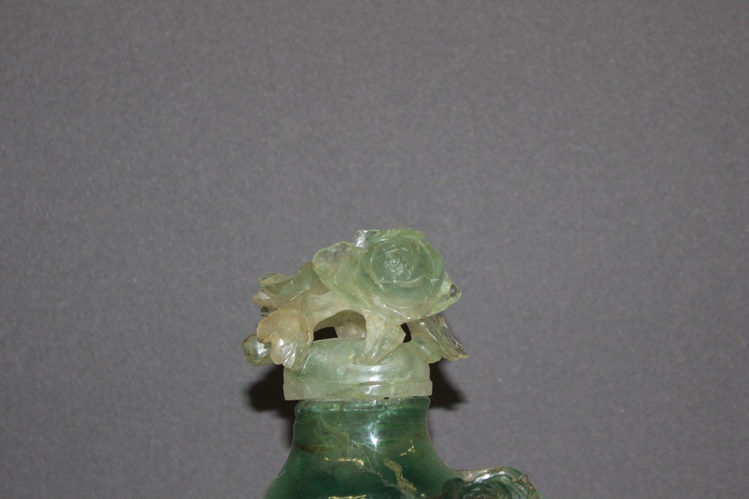 Fluorite Covered Vase With Flower Decor, Asia -photo-4
