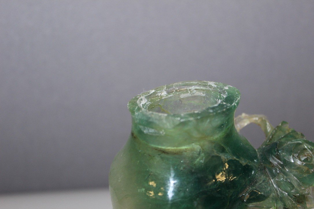 Fluorite Covered Vase With Flower Decor, Asia -photo-4