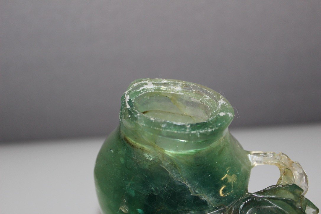 Fluorite Covered Vase With Flower Decor, Asia -photo-5
