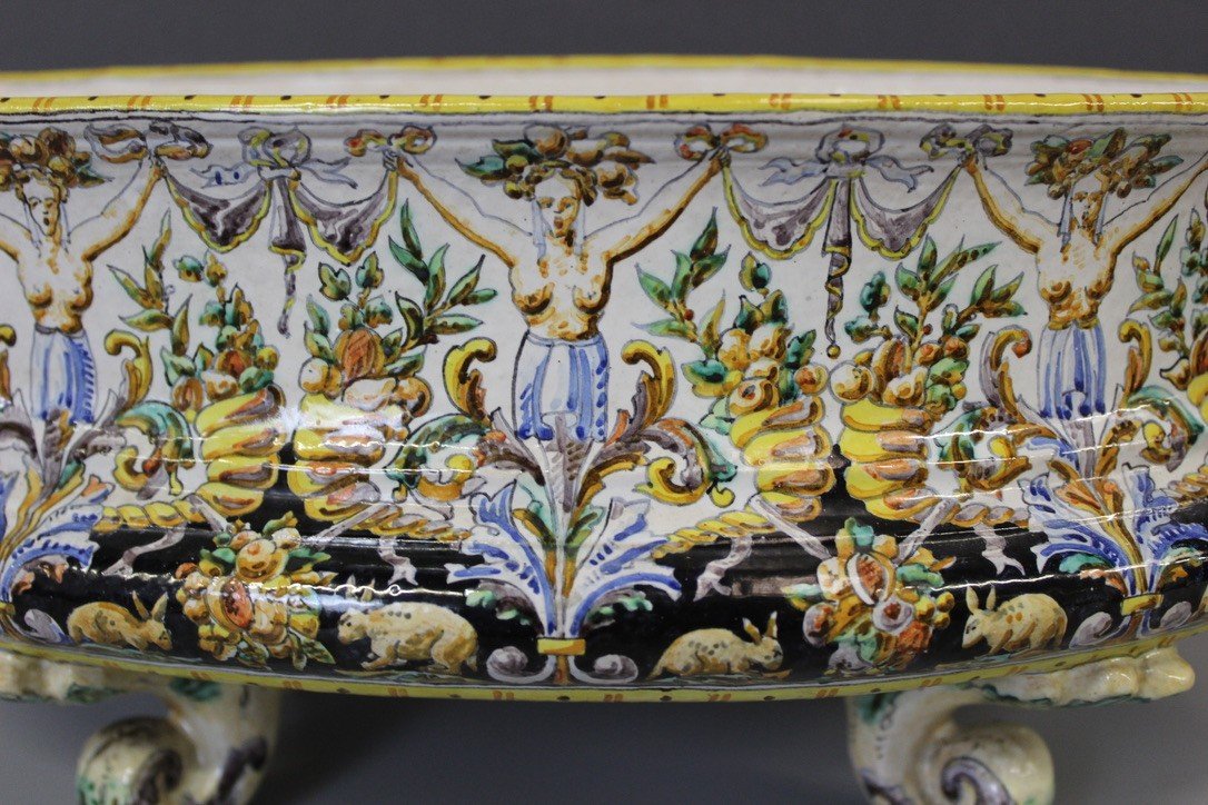 Blois Earthenware Planter By J. Tortat Late 19th Century-photo-5