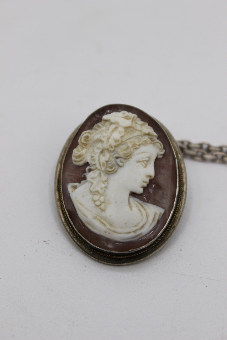 Silver Mount Cameo Brooch Circa 1900-photo-4