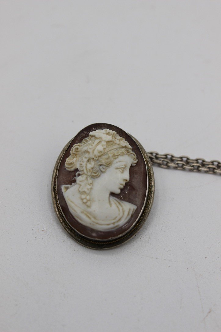Silver Mount Cameo Brooch Circa 1900-photo-1