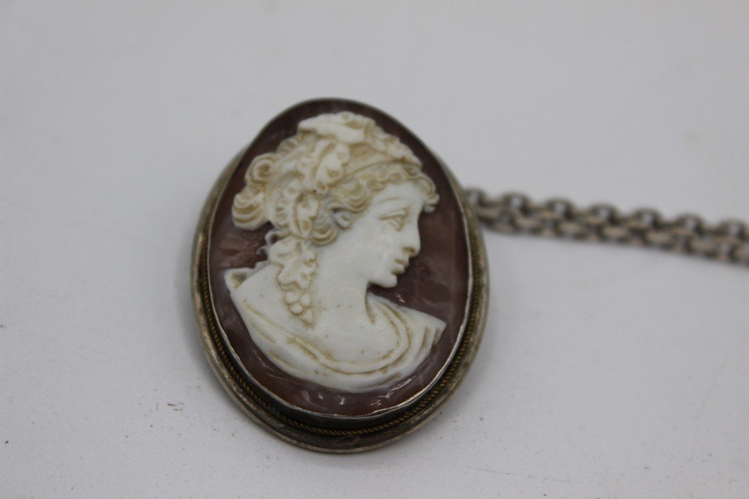 Silver Mount Cameo Brooch Circa 1900-photo-2