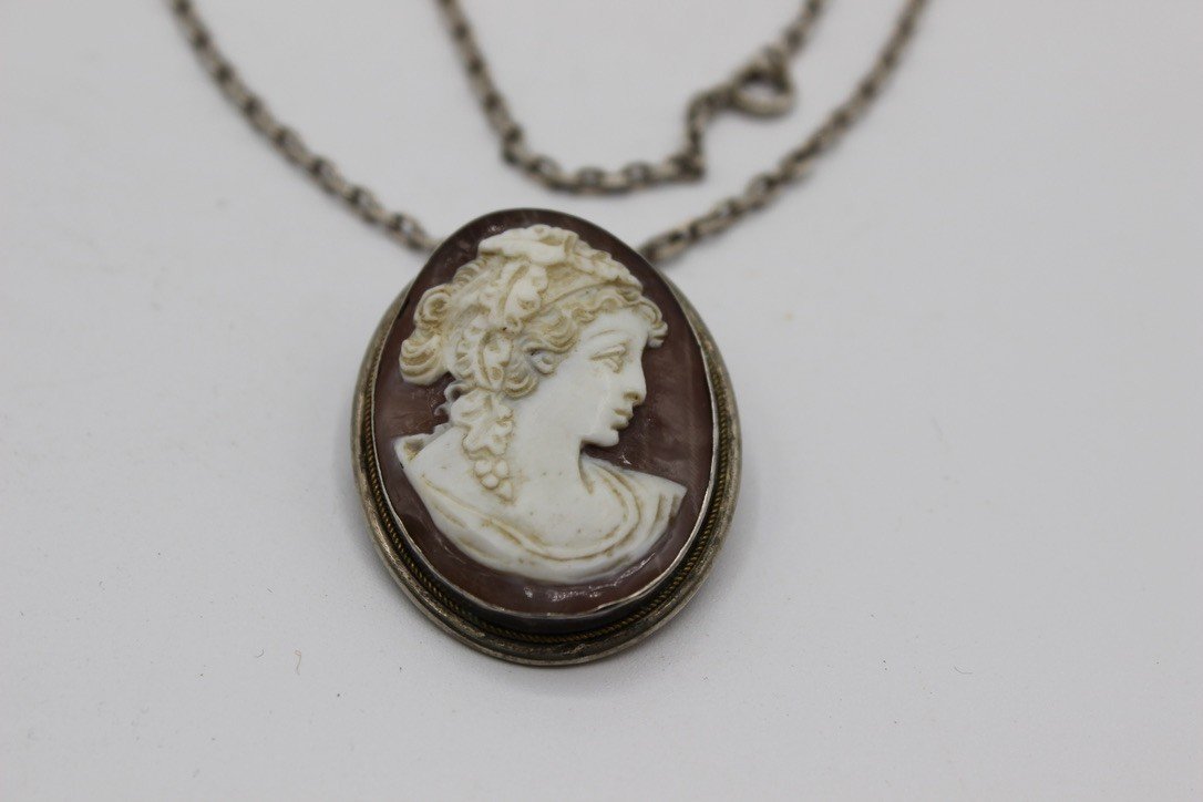 Silver Mount Cameo Brooch Circa 1900-photo-4