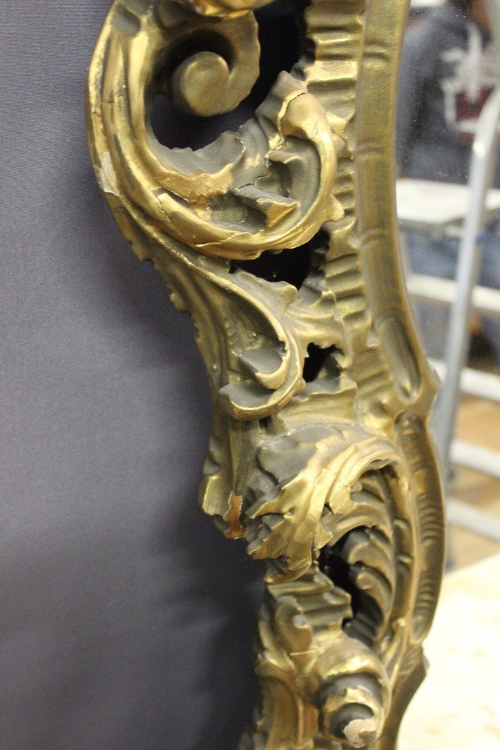 Très Grand Miroir Et Console Rococo Italien Vers 1950-photo-3