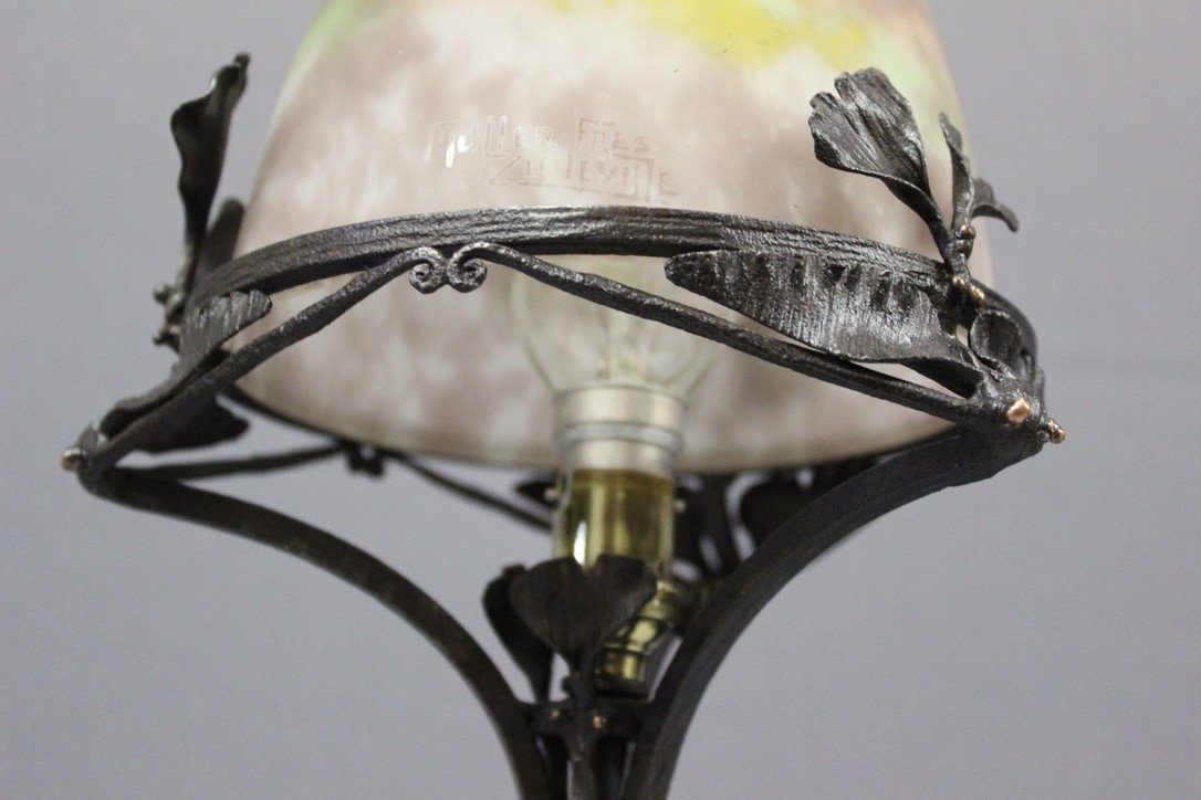 Art Deco Period Lamp Signed Muller Circa 1930-photo-4