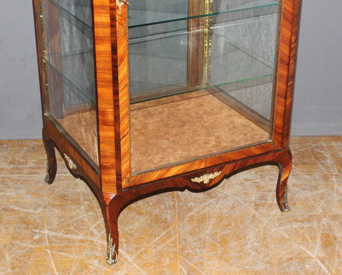 Vitrine Louis XV Quatre Faces Vitrées En Marqueterie Vers 1880-photo-4