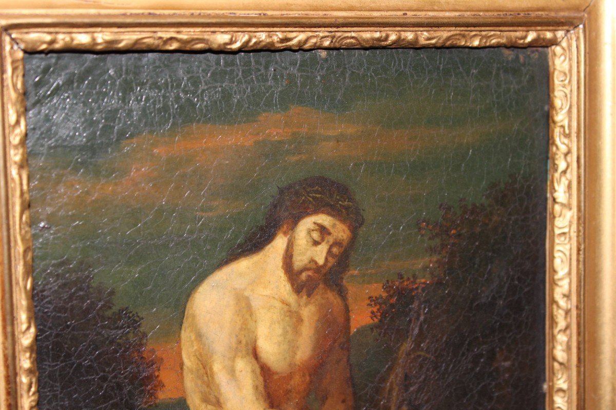 Huile Sur Cuivre Christ Au Roseau Fin XVII-photo-4
