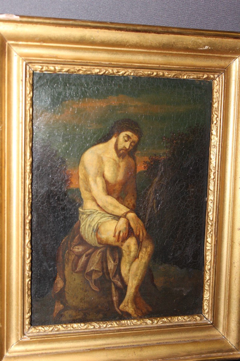 Huile Sur Cuivre Christ Au Roseau Fin XVII
