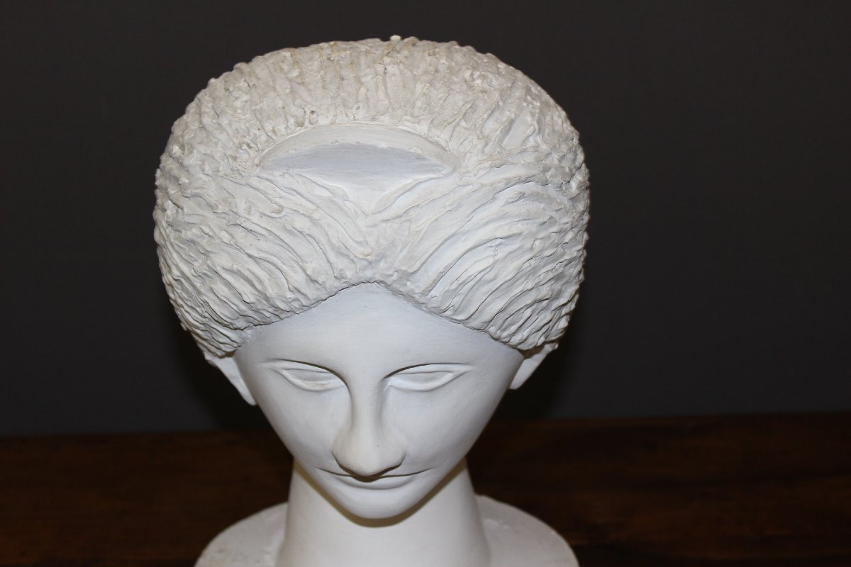 Plaster Head Of Diana, Original Sculpture Circa 1950-photo-3