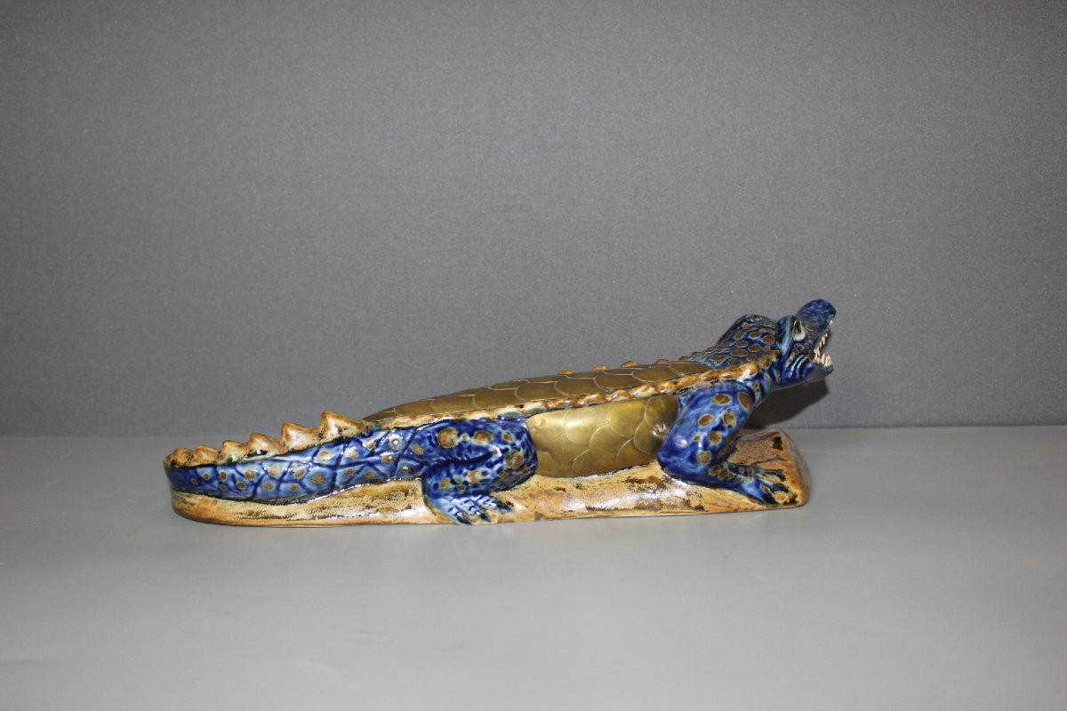 Ceramic And Brass Crocodile XX-photo-3