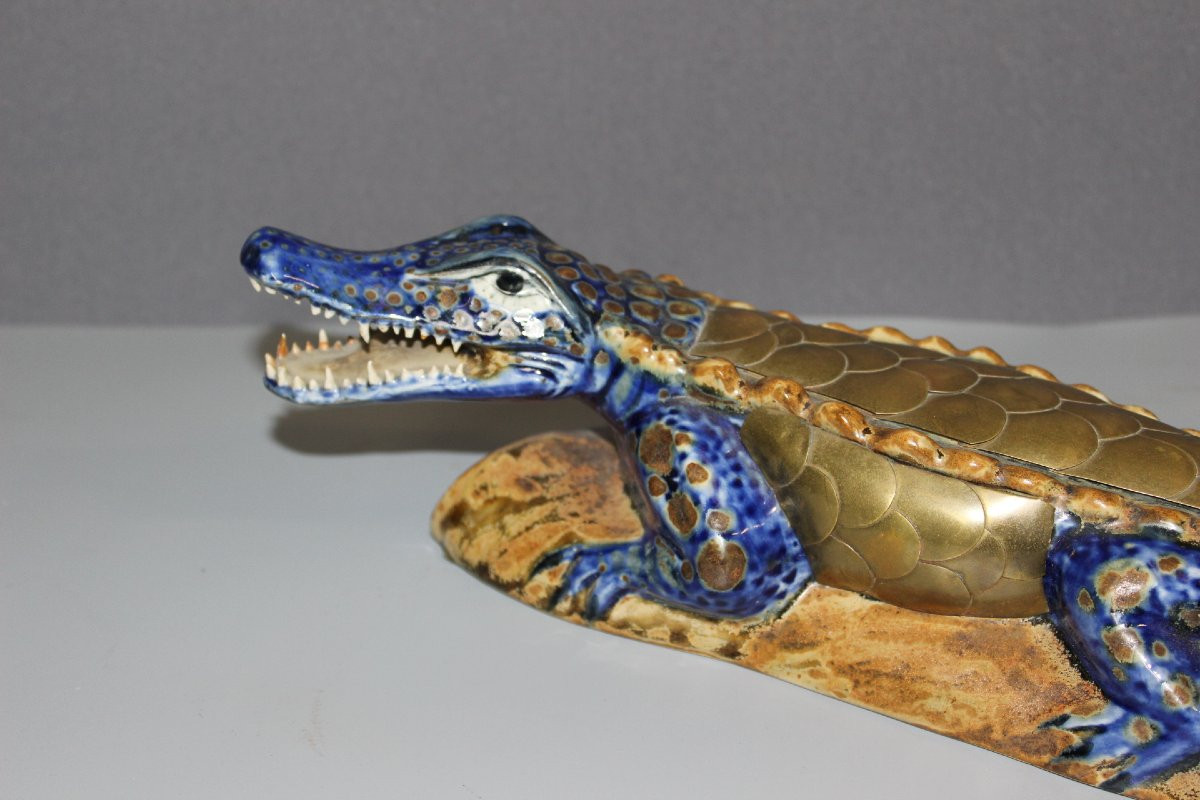 Ceramic And Brass Crocodile XX-photo-1