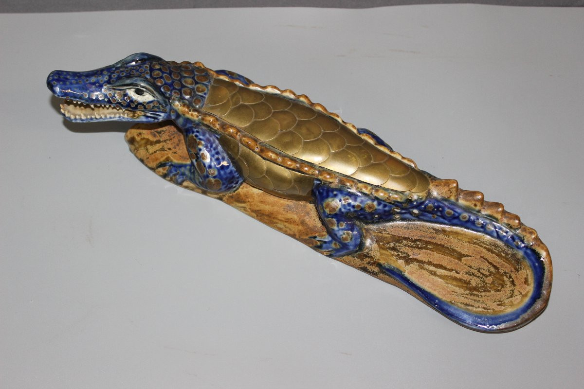 Ceramic And Brass Crocodile XX-photo-2