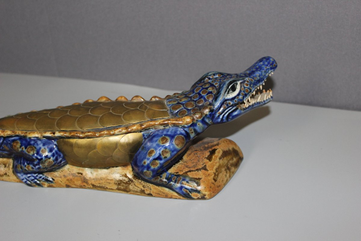Ceramic And Brass Crocodile XX-photo-7