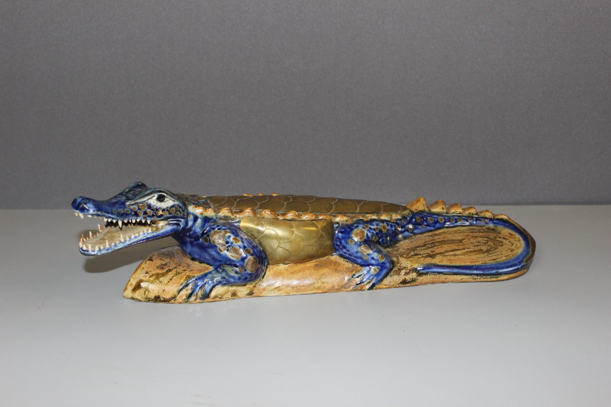 Ceramic And Brass Crocodile XX-photo-8