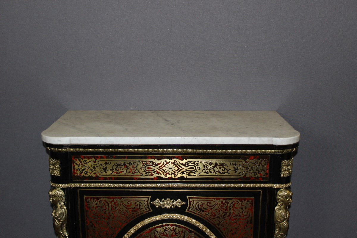 Meuble d'Appui Napoléon III En Marqueterie Boulle XIX-photo-4