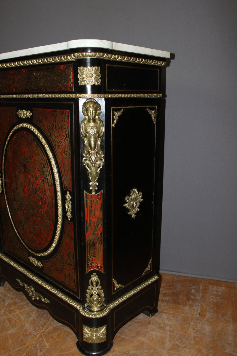Meuble d'Appui Napoléon III En Marqueterie Boulle XIX-photo-1
