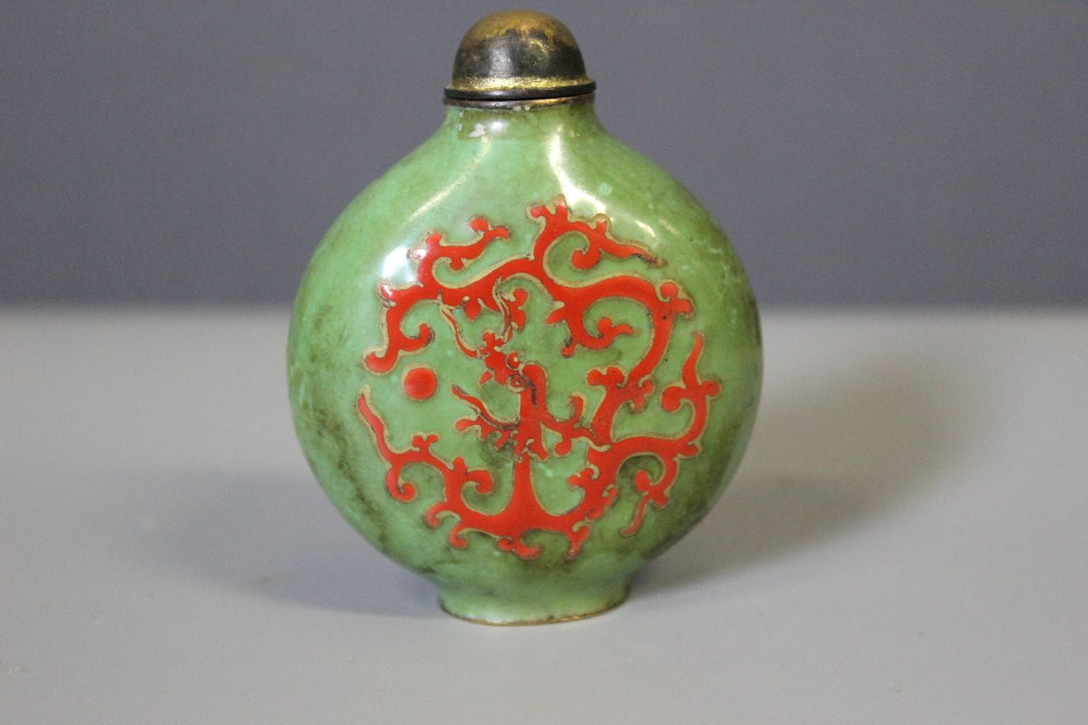 Red Coral Enameled Snuff Bottle, China, Early 20th Century-photo-4