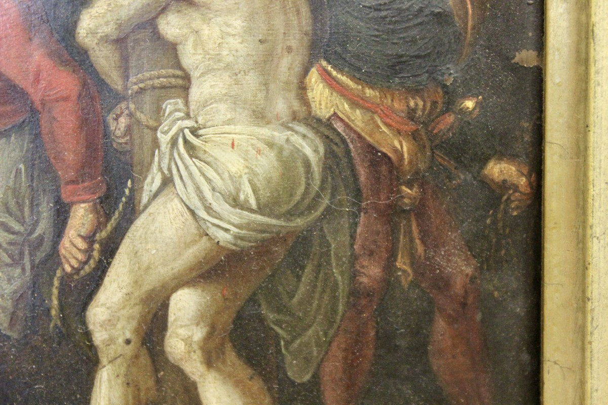 Huile Sur Cuivre Flagellation Du Christ Fin XVII-photo-2