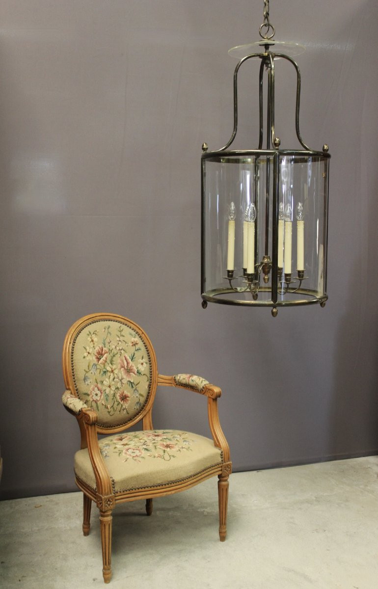 Importante Lanterne à Six Feux En Laiton , Diamètre 52 cm époque XX-photo-2