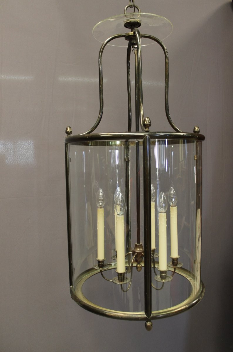 Importante Lanterne à Six Feux En Laiton , Diamètre 52 cm époque XX-photo-3