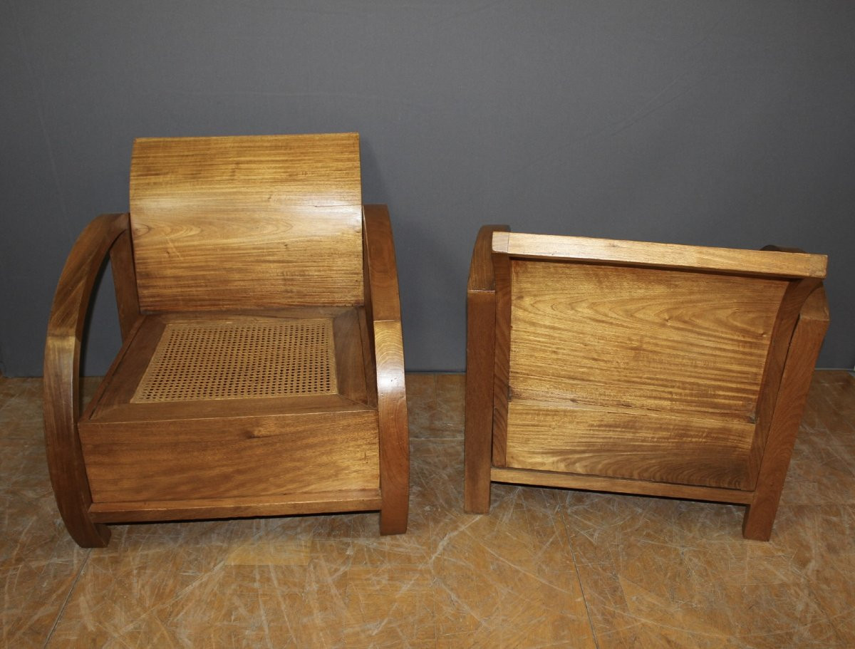 Paire De Fauteuils En Teck De Style  Art Déco -photo-2