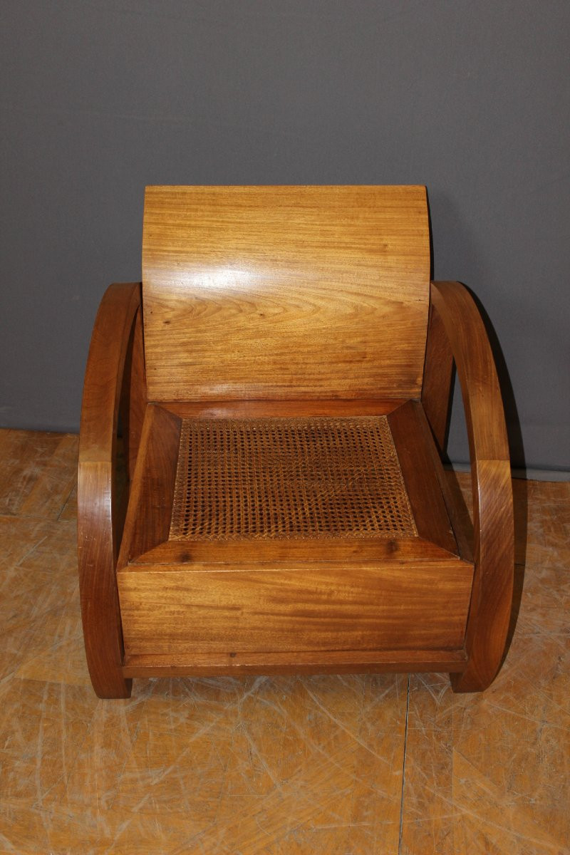 Paire De Fauteuils En Teck De Style  Art Déco -photo-6