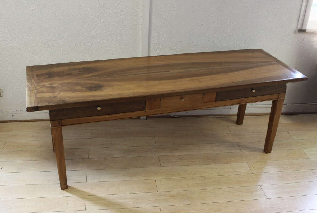 Table de ferme en noyer XIX -photo-1