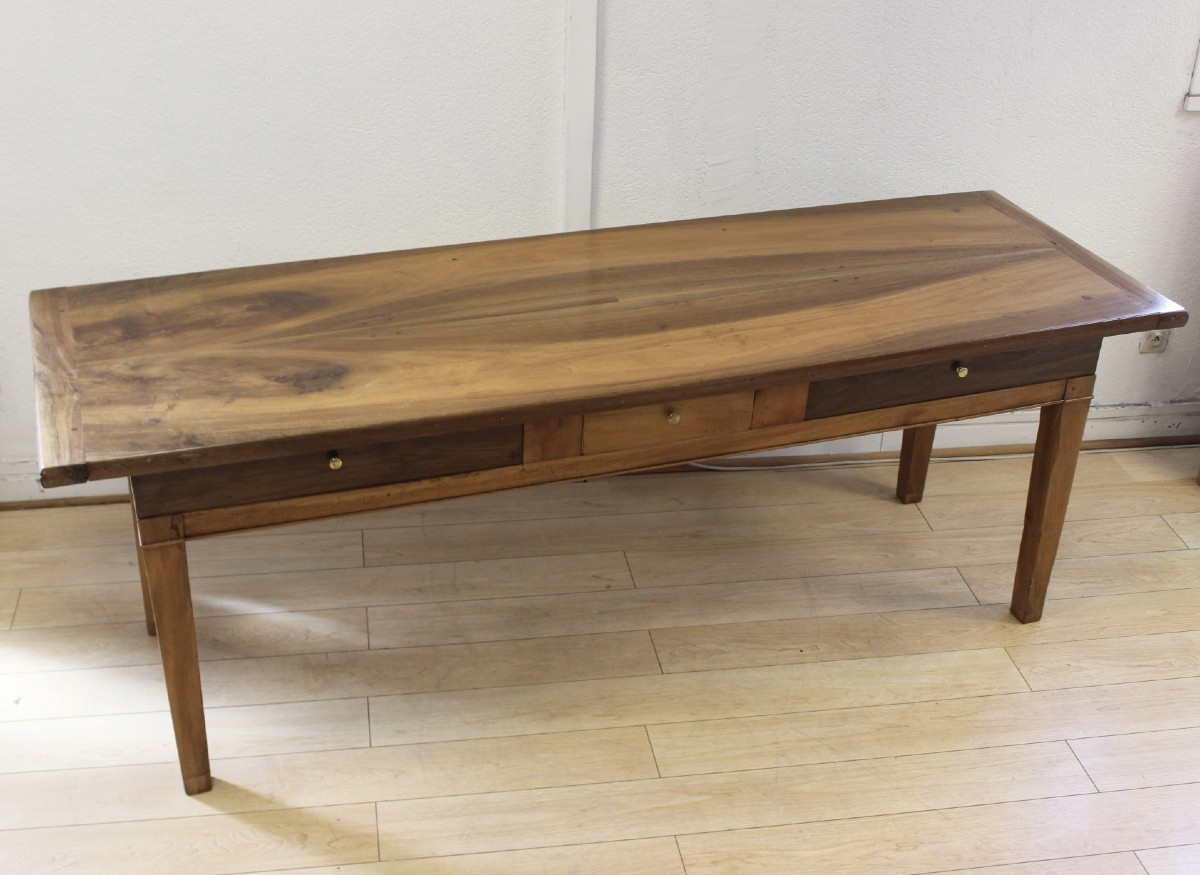 Table de ferme en noyer XIX 