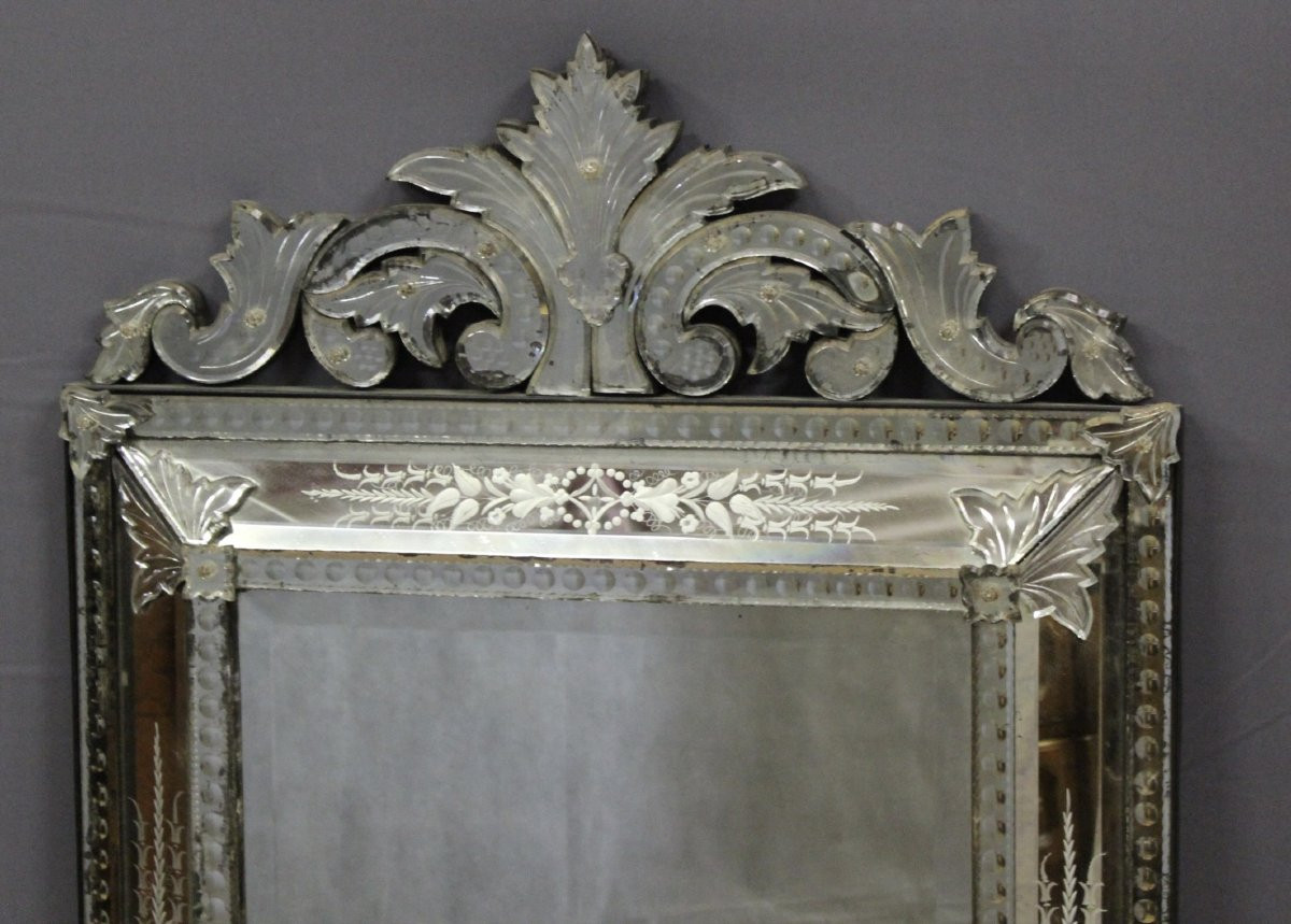 Venetian Mirror With Glazing Beads, Late 19th Century-photo-2