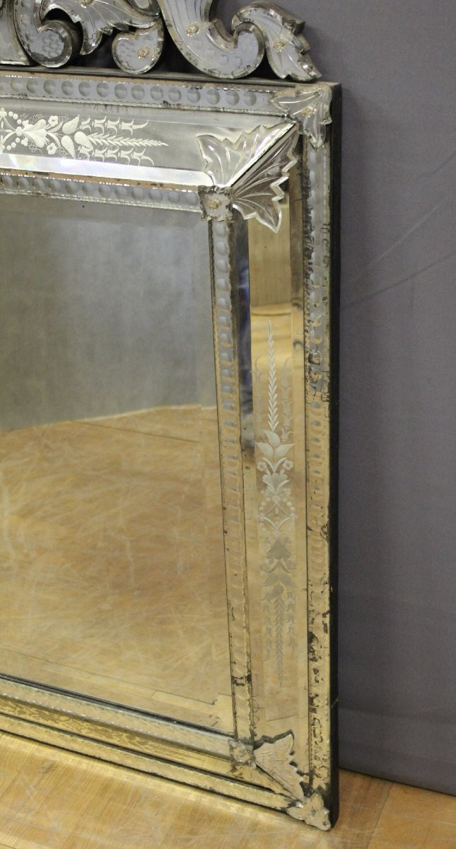 Venetian Mirror With Glazing Beads, Late 19th Century-photo-4