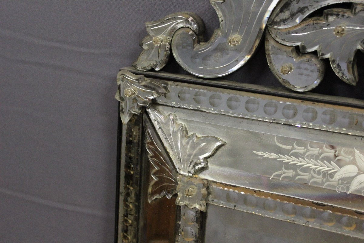 Venetian Mirror With Glazing Beads, Late 19th Century-photo-2