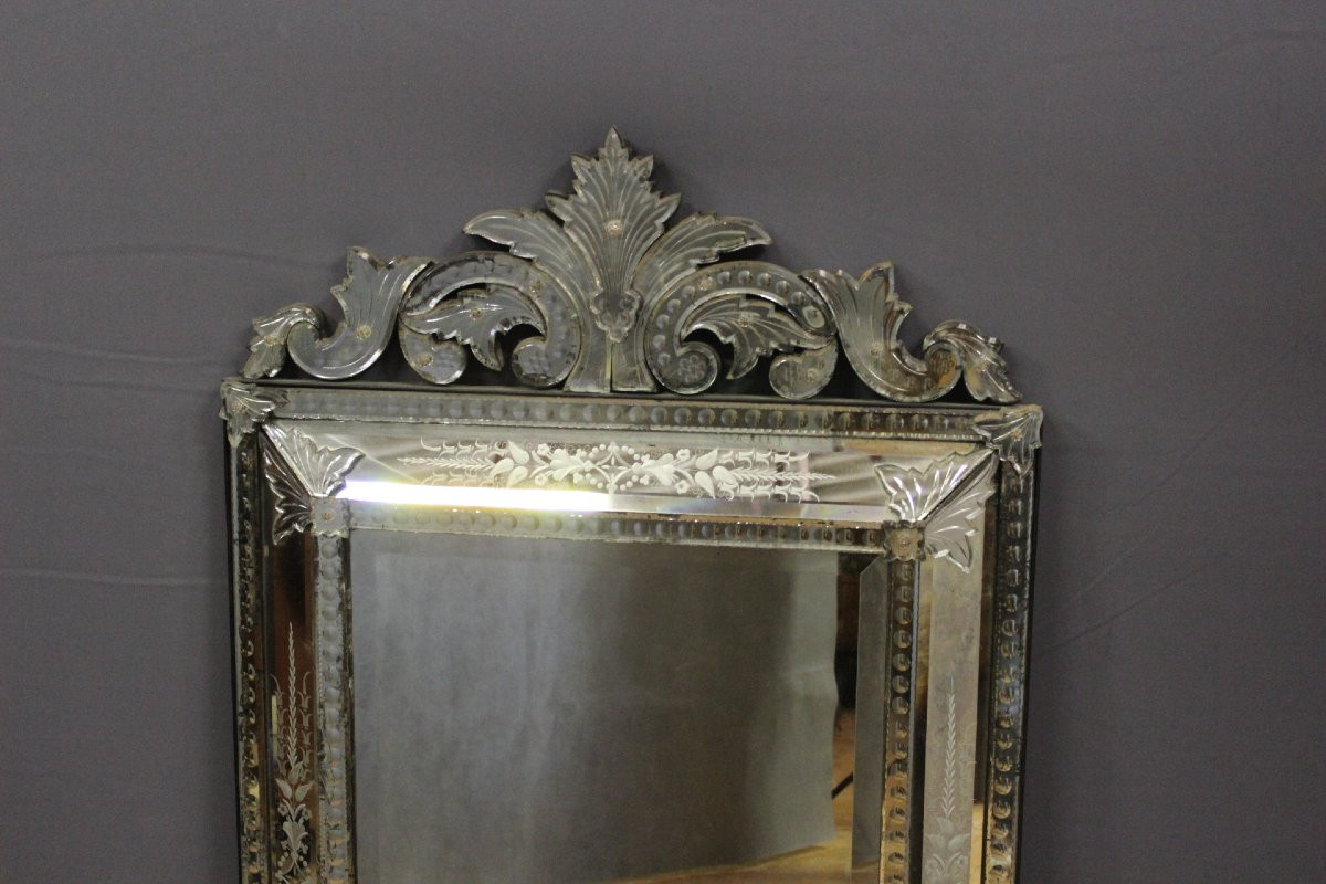 Venetian Mirror With Glazing Beads, Late 19th Century-photo-4