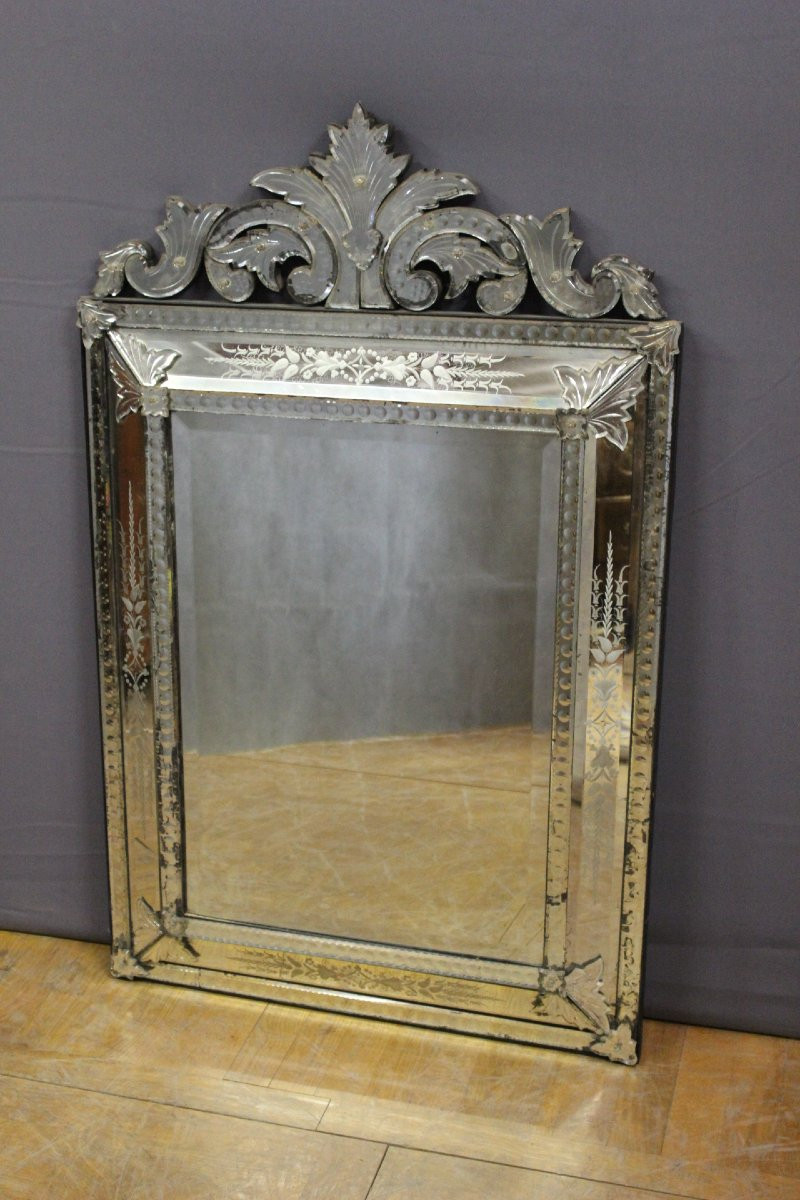 Venetian Mirror With Glazing Beads, Late 19th Century-photo-7