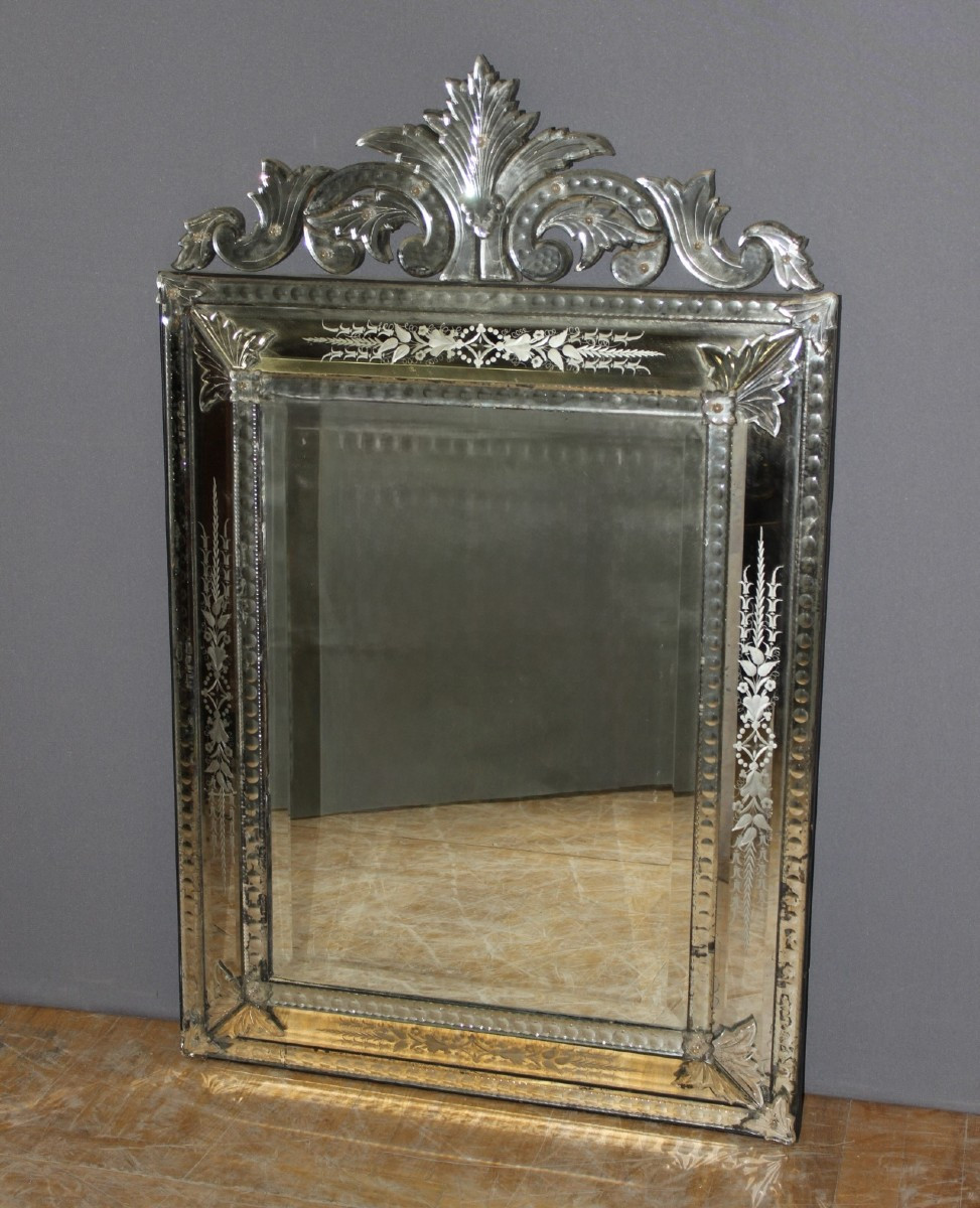 Venetian Mirror With Glazing Beads, Late 19th Century