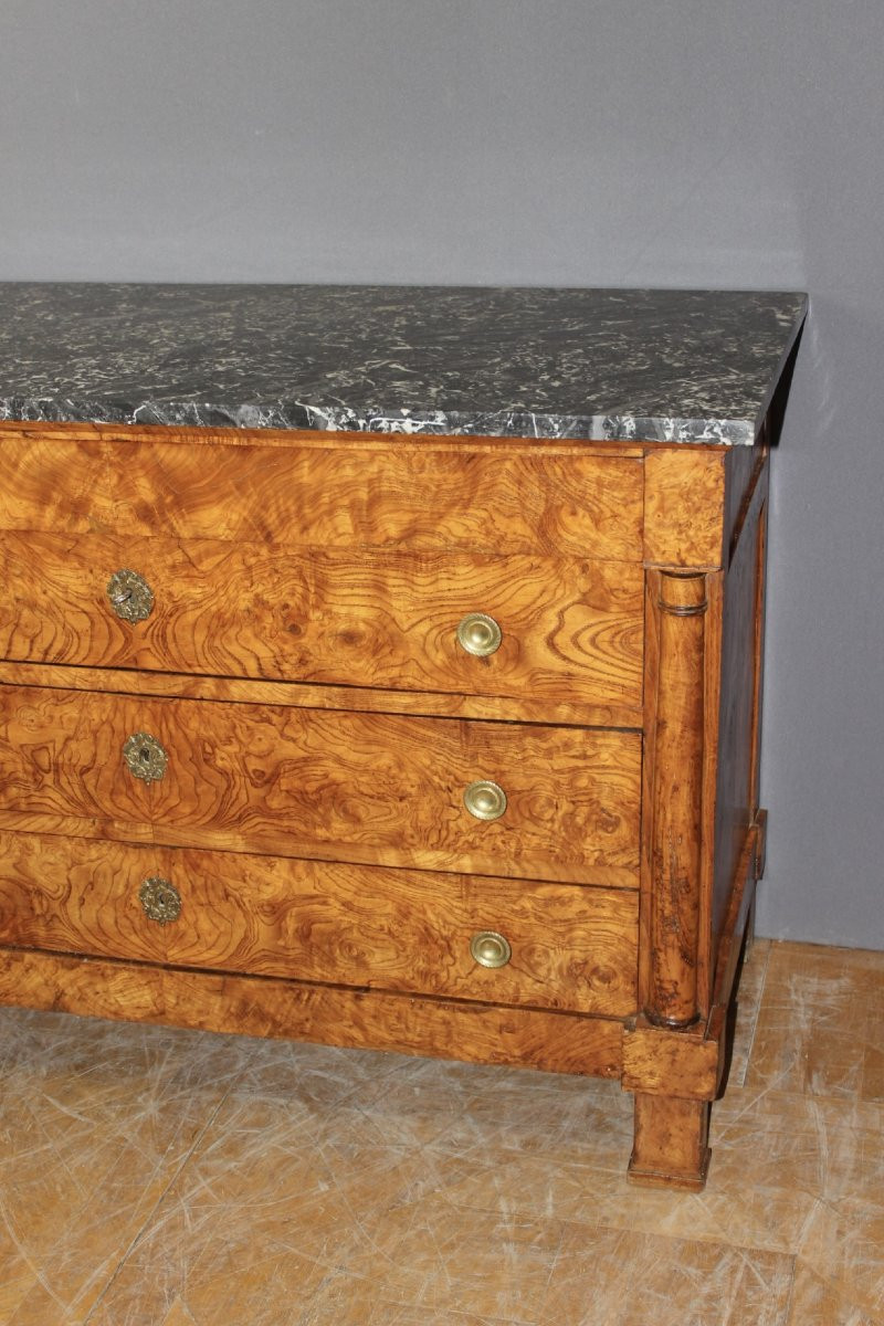 Commode Empire en loupe de frêne XIX-photo-2