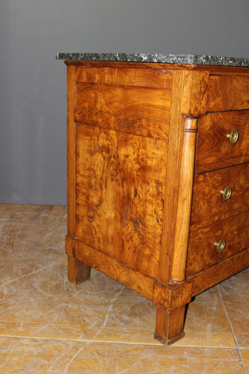 Commode Empire en loupe de frêne XIX-photo-6