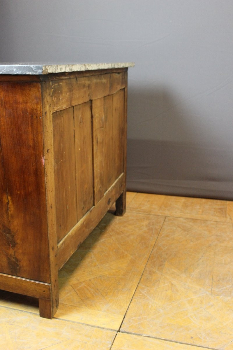 Commode Empire à colonnes Détachées en noyer début XIX -photo-6