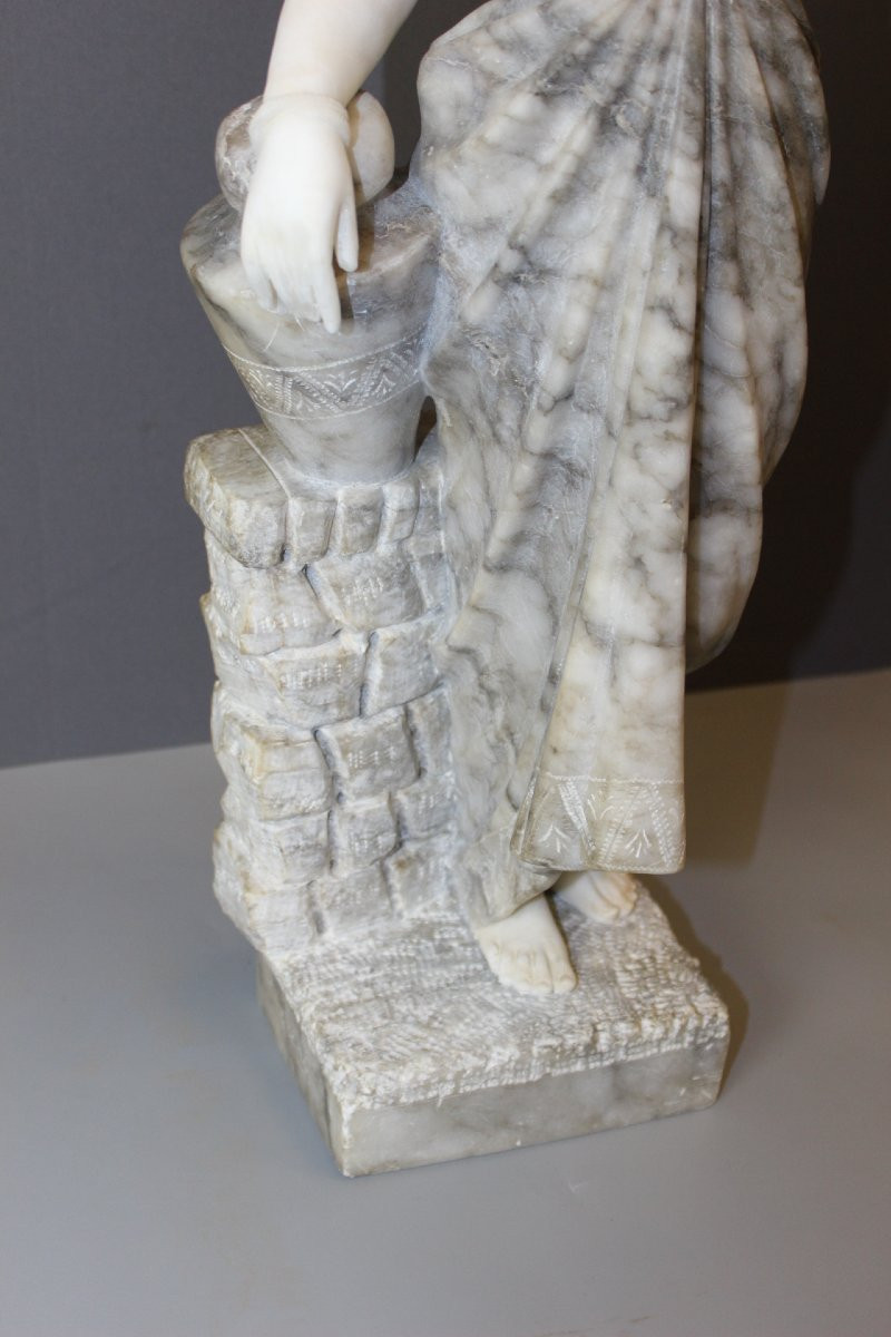 Alabaster Sculpture, Woman With Turban By Corrini-photo-3