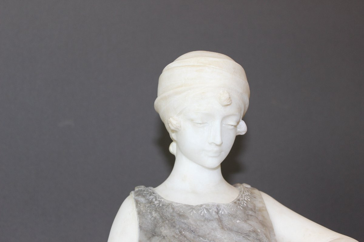 Alabaster Sculpture, Woman With Turban By Corrini-photo-4