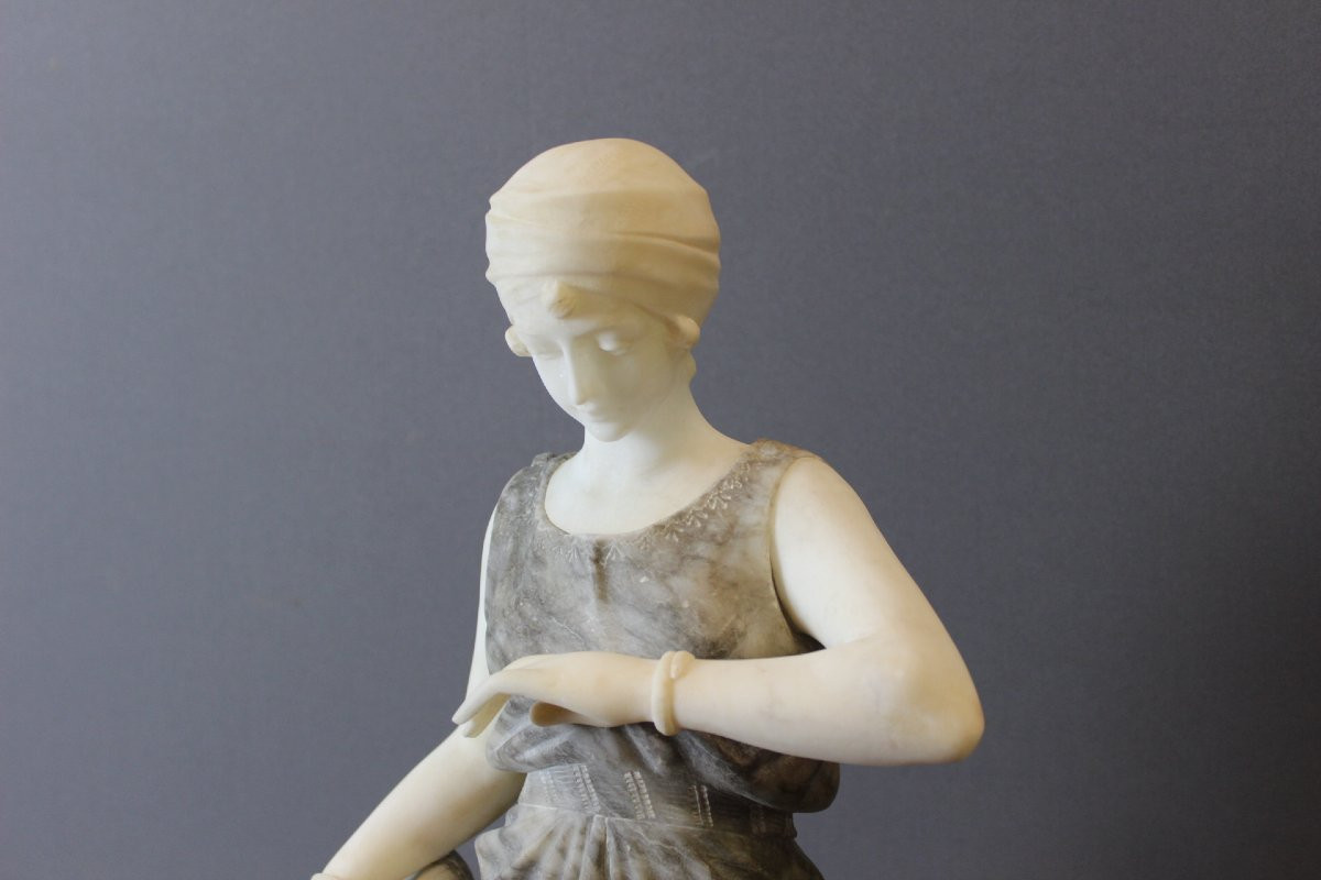 Alabaster Sculpture, Woman With Turban By Corrini-photo-2