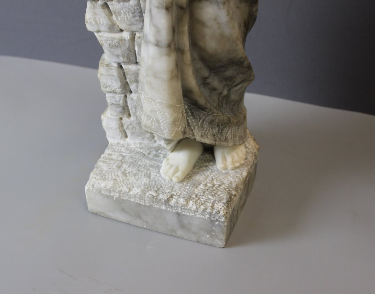 Alabaster Sculpture, Woman With Turban By Corrini-photo-3